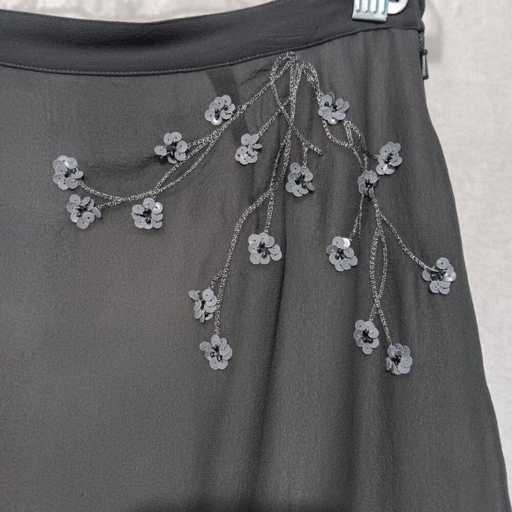 Floral Beaded Embroidered Silk Skirt-Size 8 - Picture 2 of 9